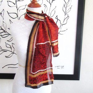 Vintage Jones New York orange, brown & gold animal print scarf wrap